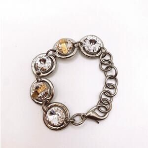 Vintage Artist Signed J Jansen Modernist Bracelet With Swarovski Crystals